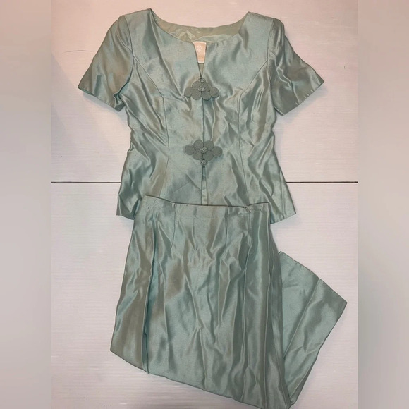 Other - VTG Watters & Watters Jacket MIDI Skirt Suit Set Mint Green Size 8 - 12